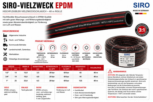 Vielzweckschlauch epdm 40m - epdm,